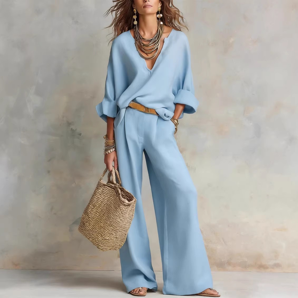 Atasan Wanita Vintage Sederhan - Linen Pant Wide ulasan dan harga