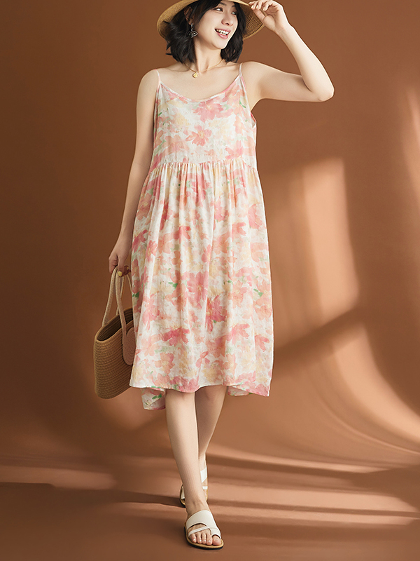Gaun Wanita Kasual Katun Linen - Linen Dress Wrap ulasan dan harga