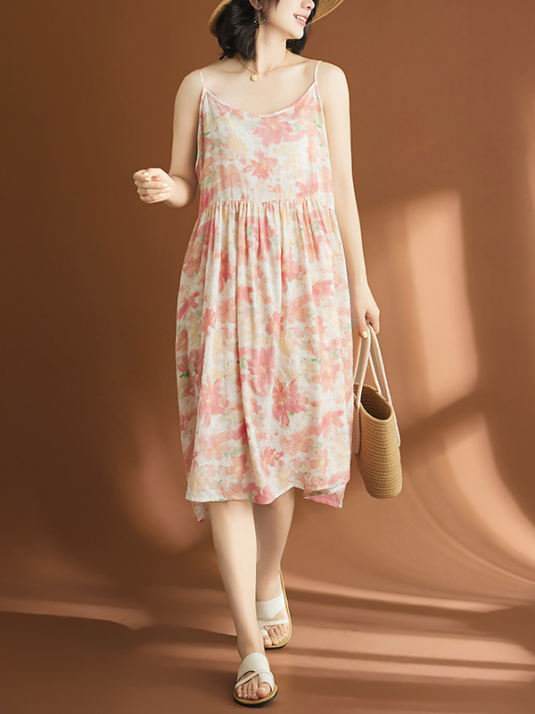 Gaun Wanita Kasual Katun Linen - Linen Dress Wrap ulasan dan harga