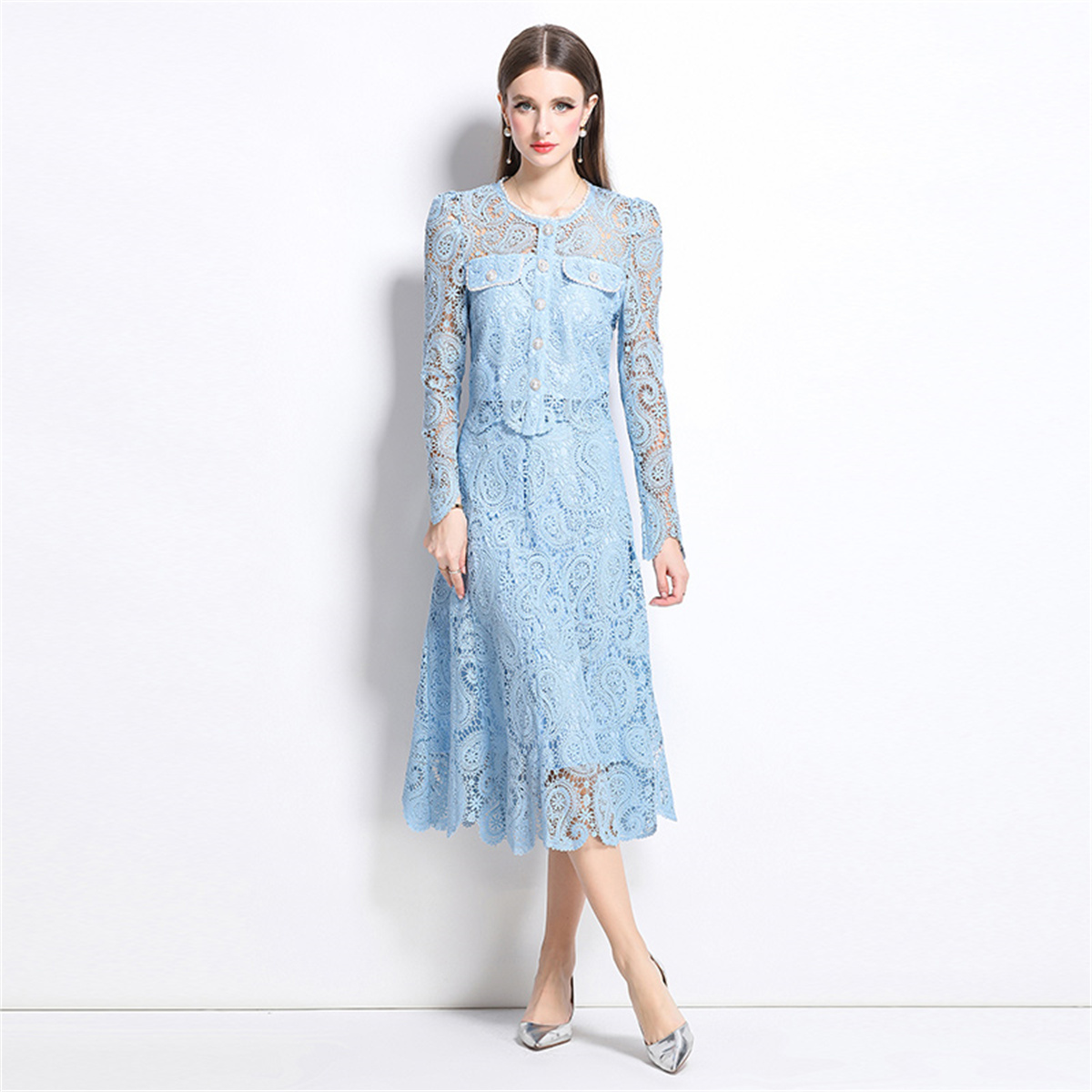 Set Dua Potong Bordir Bunga Re - Midi Skirt Floral ulasan dan harga