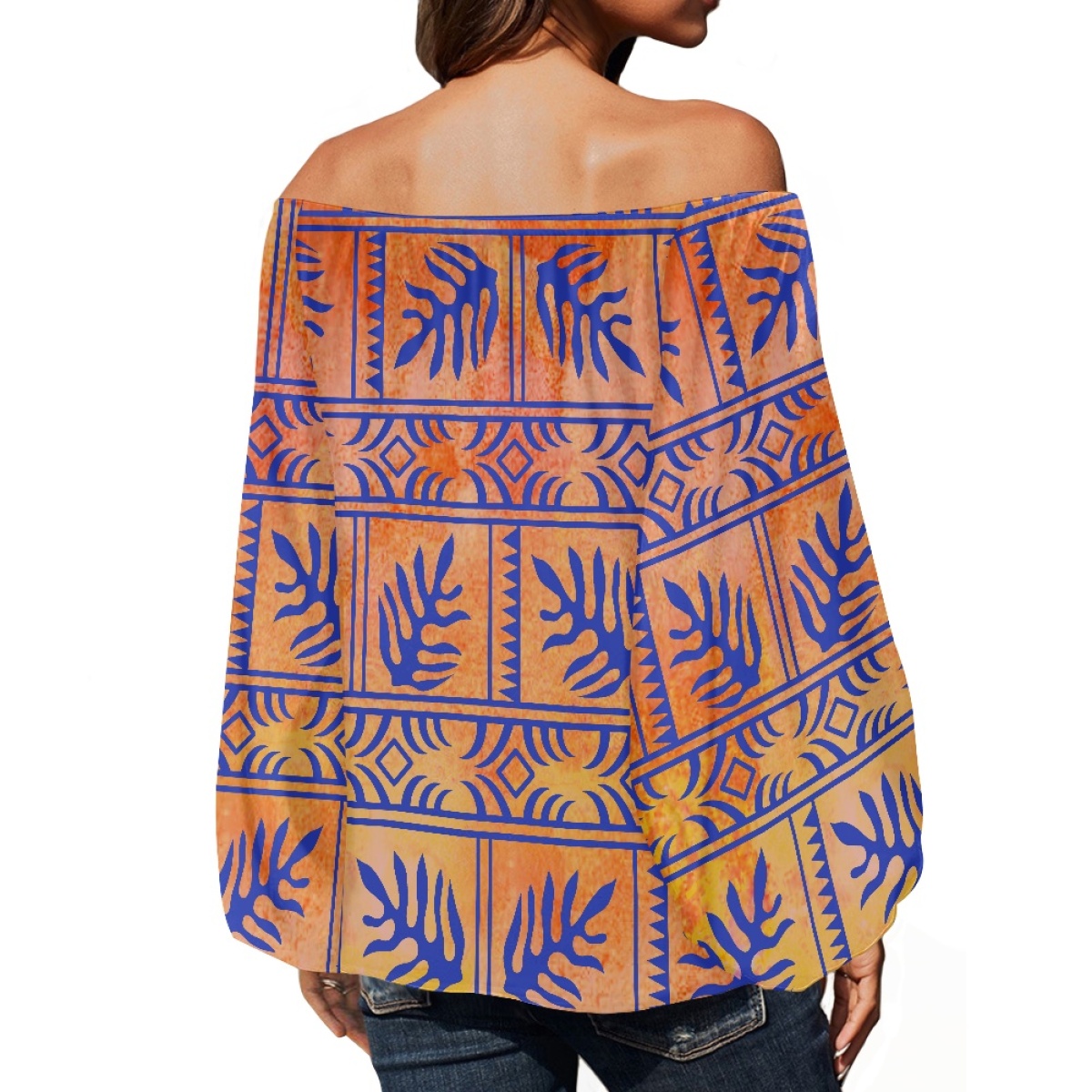 Pakaian Suku Polinesia Motif T - Blouse Off Shoulder ulasan dan harga