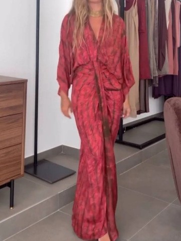 Gaun Musim Panas Wanita Linen  - Linen Dress Wrap ulasan dan harga