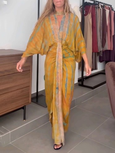 Gaun Musim Panas Wanita Linen  - Linen Dress Wrap ulasan dan harga