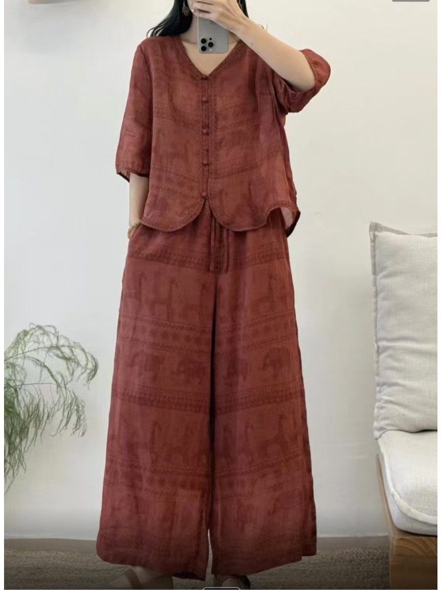 Celana Kaki Lebar Linen Motif  - Linen Pant Wide ulasan dan harga