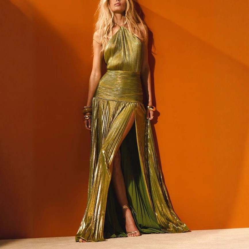 Gaun Pesta Elegan Tanpa Lengan - Maxi Dress Halter ulasan dan harga
