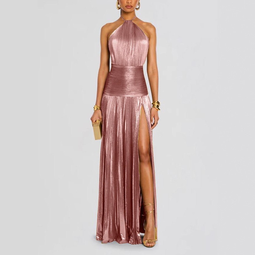 Gaun Pesta Elegan Tanpa Lengan - Maxi Dress Halter ulasan dan harga