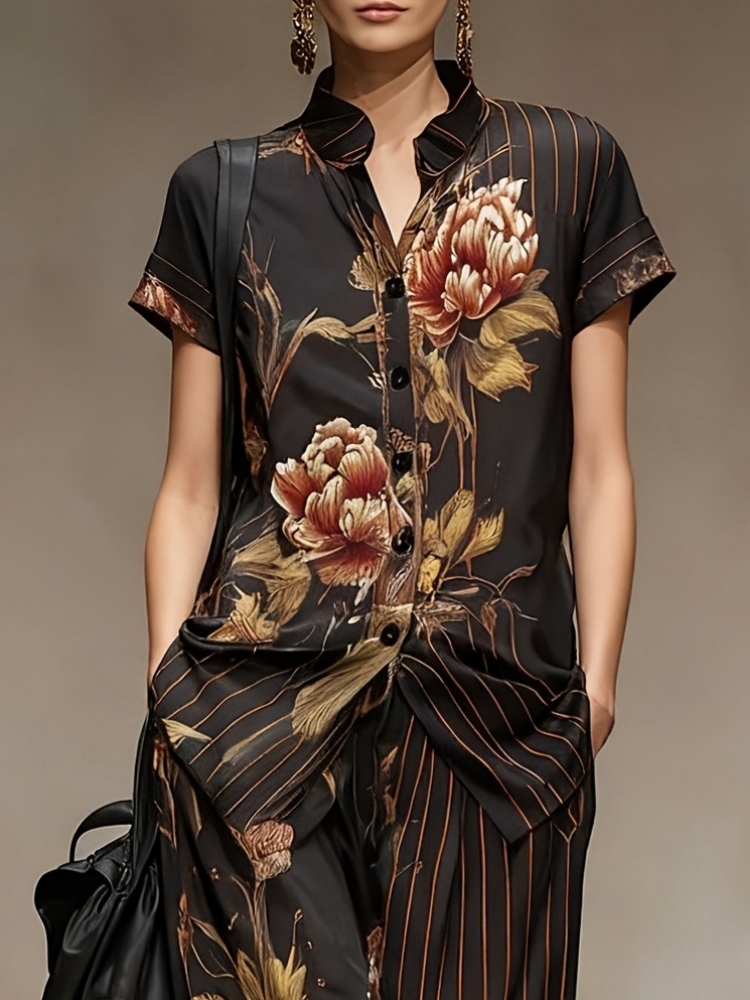 Setelan Wanita Chiffon Musim P - Romper Floral Print ulasan dan harga