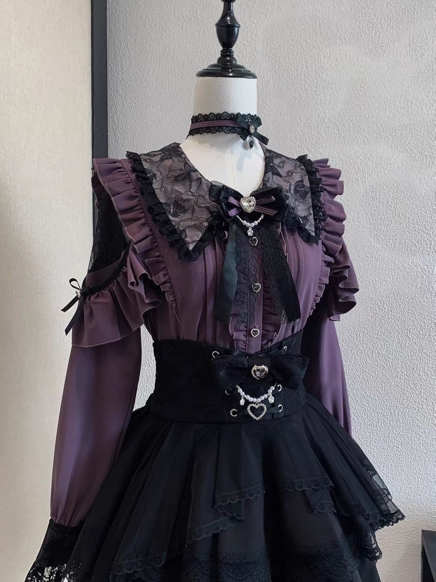 Set Rok Harajuku Kawaii Wanita - Blouse Off Shoulder ulasan dan harga