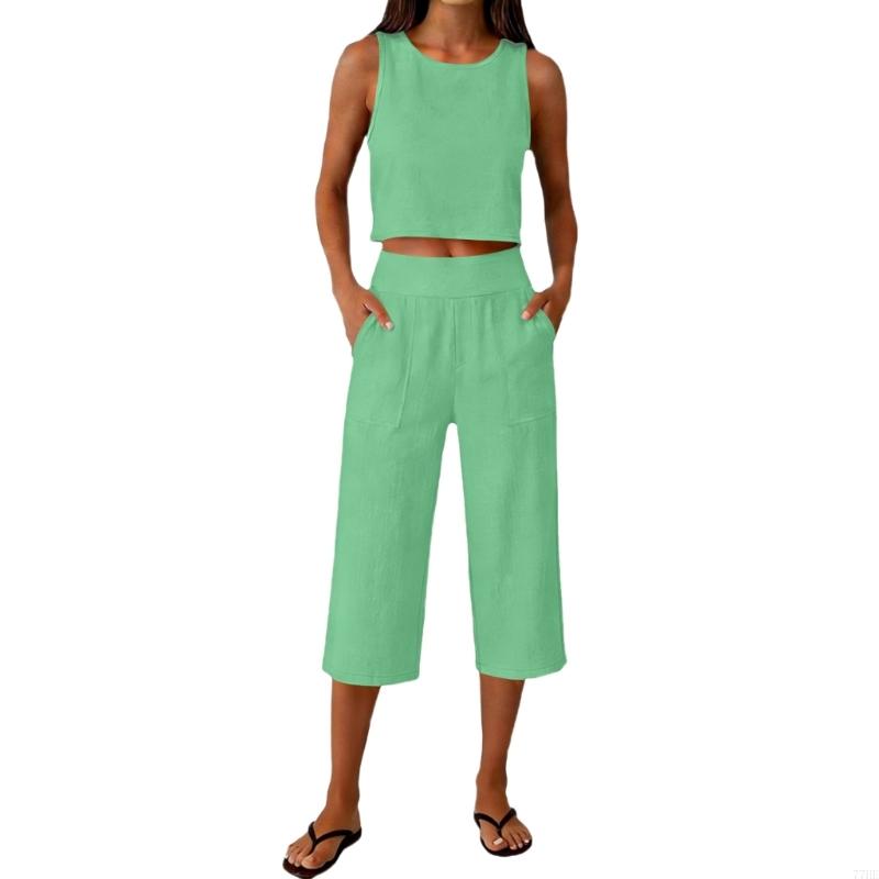 77HE Pakaian 2 Potong Wanita A - Linen Pant Wide ulasan dan harga