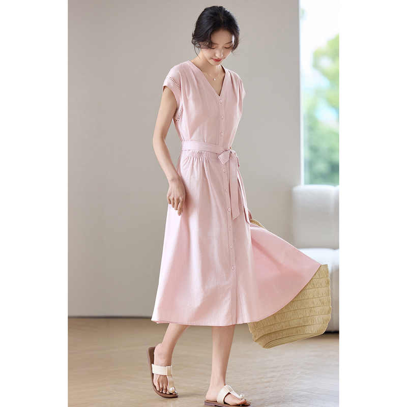 SENTUBILA Gaun Midi Wanita War - Linen Dress Wrap ulasan dan harga