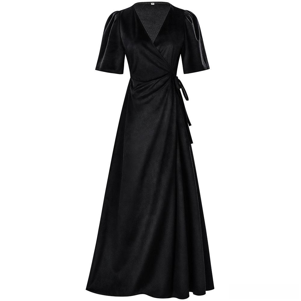Gaun Beludru Warna Polos Model - Linen Dress Wrap ulasan dan harga