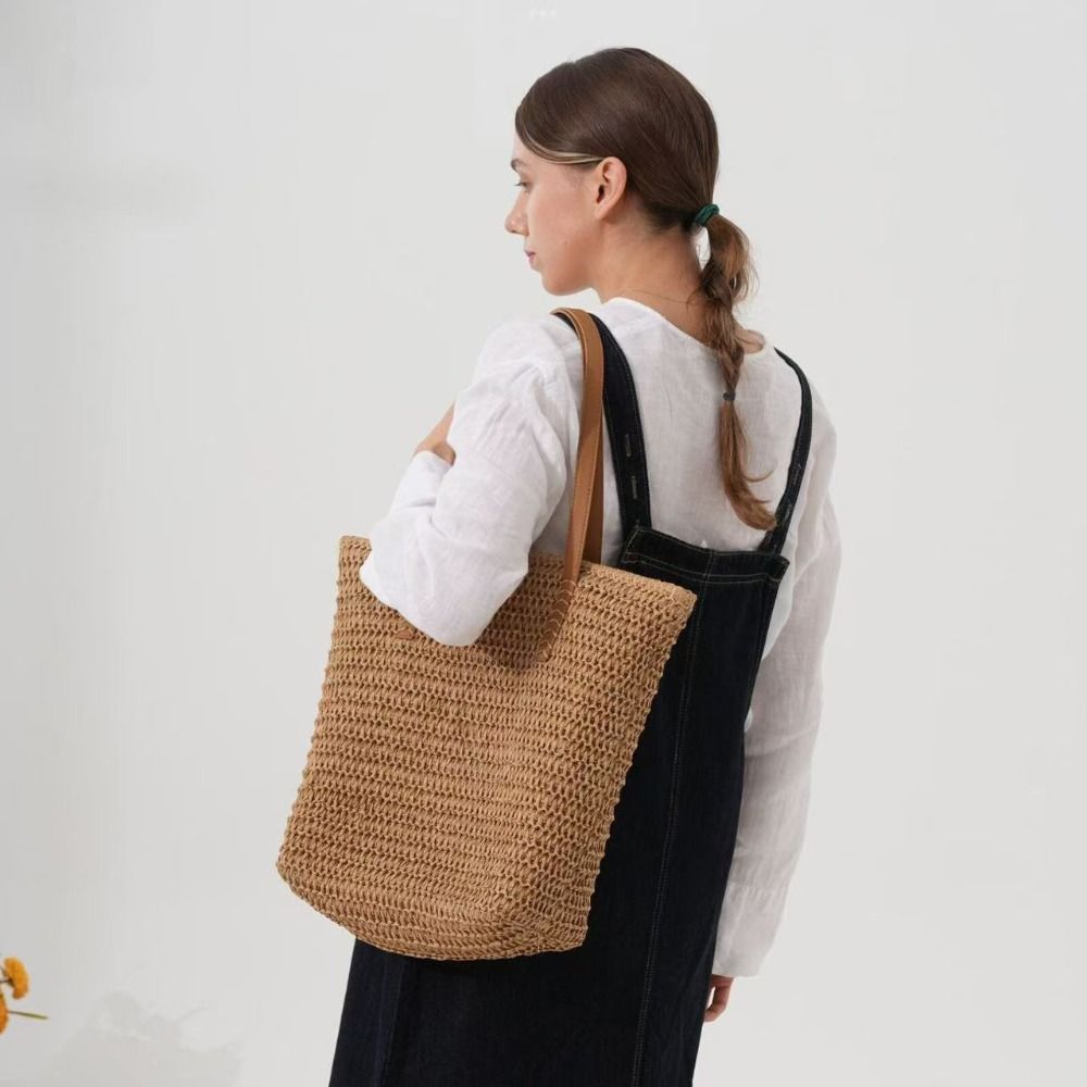 Tas Tote Anyaman Warna Solid y - Tote Bag Beach ulasan dan harga