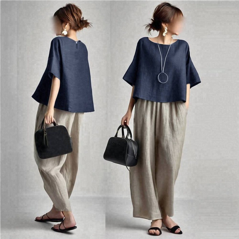 Setelan Celana Wanita Dua Poto - Linen Pant Wide ulasan dan harga