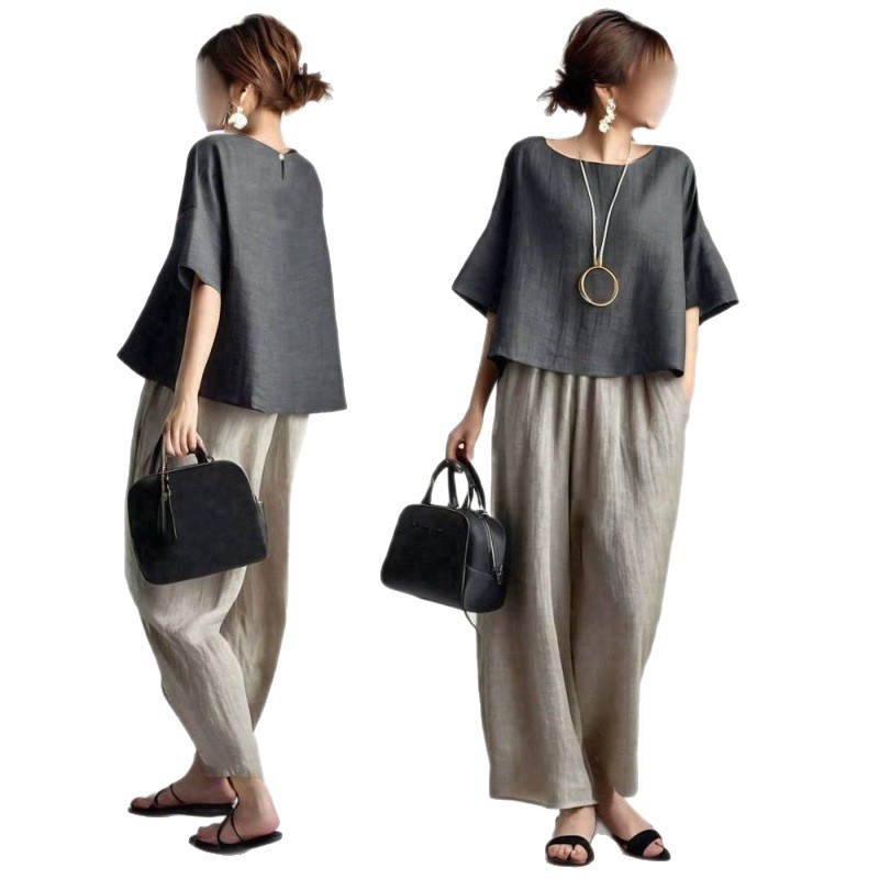 Setelan Celana Wanita Dua Poto - Linen Pant Wide ulasan dan harga