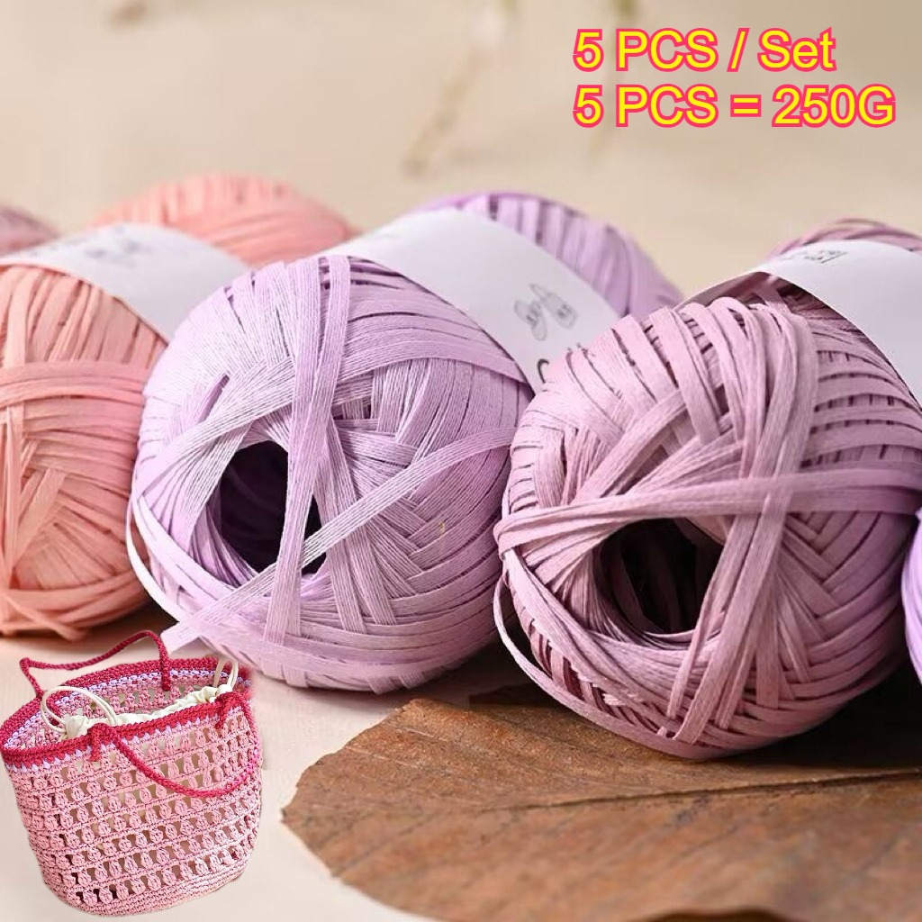 5PCS 250g Tali Kertas Rafia Be - Crochet Bag Raffia ulasan dan harga