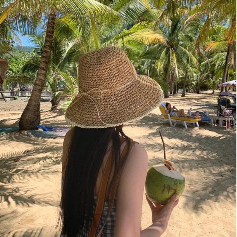1 Buah Topi Jerami Pantai Musi - Hat Floppy Wide ulasan dan harga